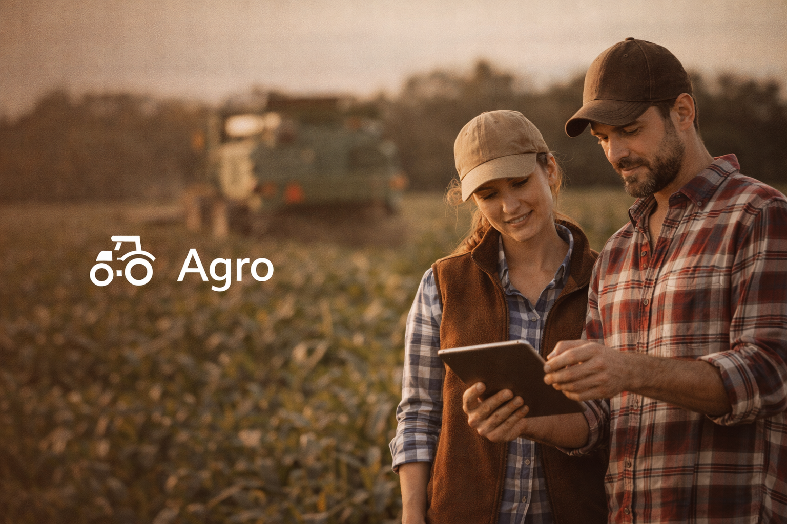 Farmers working in the golden hour